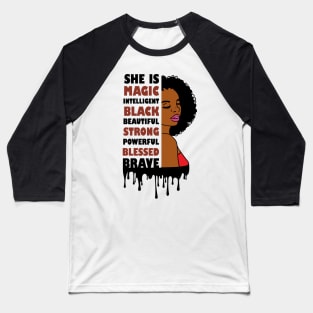 Black American Woman. Afro American Art, Black Beauty Baseball T-Shirt